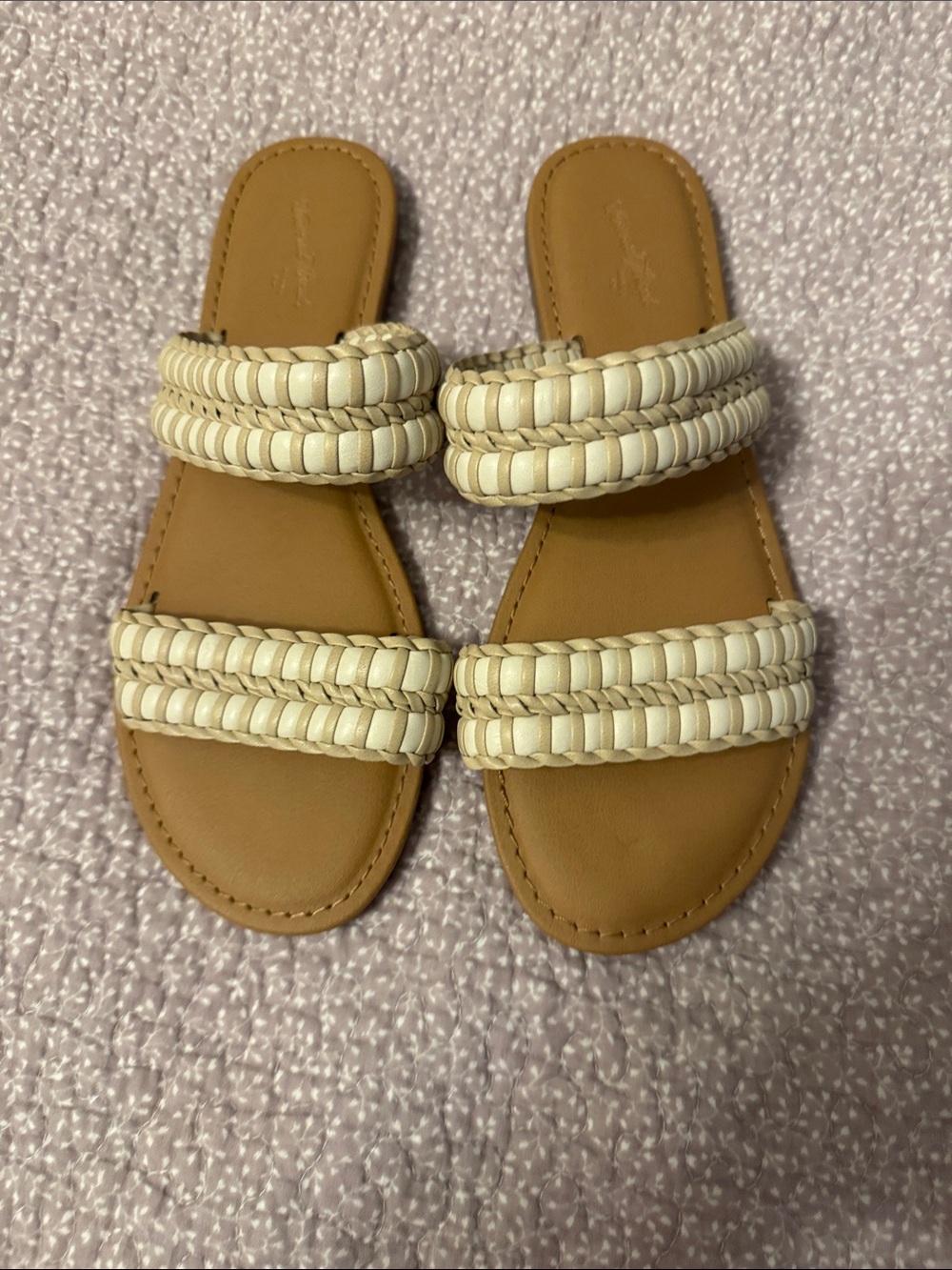 Universal threads Braided Double-Strap Slide Sandals in Cream and Tan